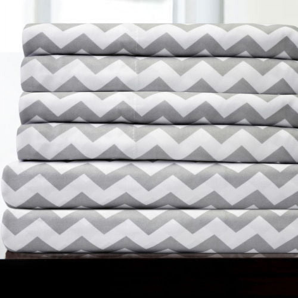 Gray and White Chevron Queen Microfiber Sheet Set