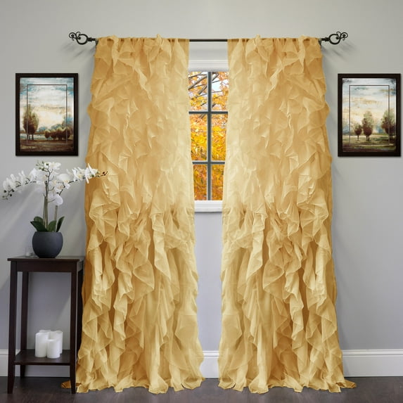 Sweet Home Collection Chic Sheer Voile Vertical Ruffled Tier Curtain, 50" x 84"