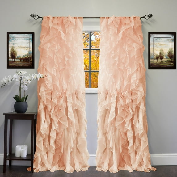 Sweet Home Collection Chic Sheer Voile Vertical Ruffled Tier Window Curtain Panel 108" x 50"