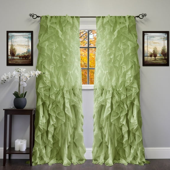 Sweet Home Collection Chic Sheer Voile Vertical Ruffled Tier Window Curtain Panel 108" x 50"