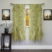 Sweet Home Collection Chic Sheer Voile Vertical Ruffled Tier Window Curtain Panel 50" x 63"