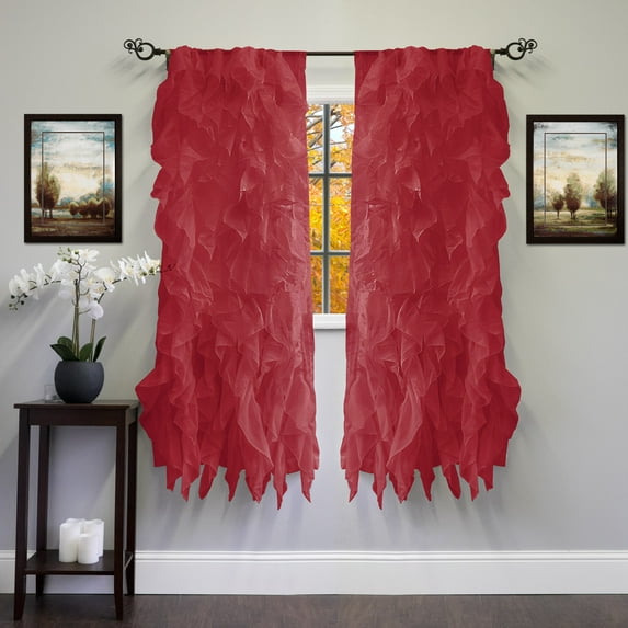 Sweet Home Collection Chic Sheer Voile Vertical Ruffled Tier Window Curtain Panel 50" x 63"