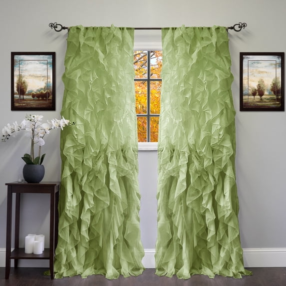 Sweet Home Collection Chic Sheer Voile Vertical Ruffled Tier Window Curtain Panel 50" x 84"