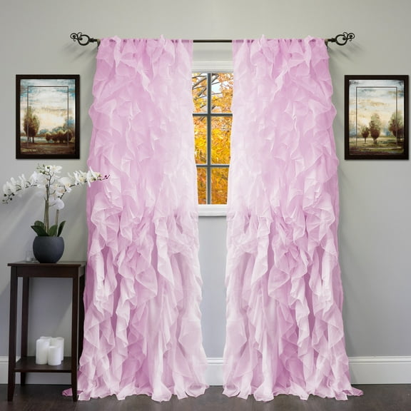 Sweet Home Collection Chic Sheer Voile Vertical Ruffled Tier Window Curtain Panel 50" x 84"