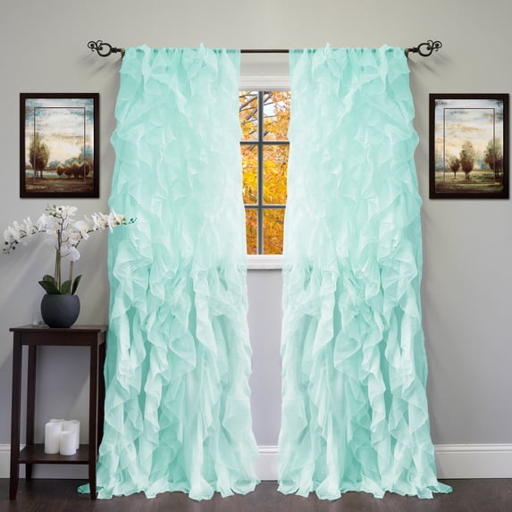 Sweet Home Collection Chic Sheer Voile Vertical Ruffled Tier Window Curtain Panel 96" x 50"