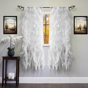 Sweet Home Collection Chic Silver Solid Print Sheer Tier Curtain Panel, 50” x 84” (2 Panels)