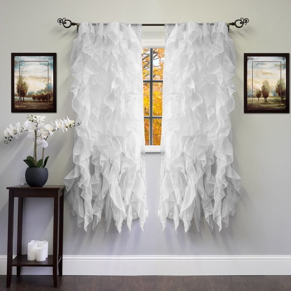 Sweet Home Collection Chic Silver Solid Print Sheer Tier Curtain Panel, 50” x 84” (2 Panels)
