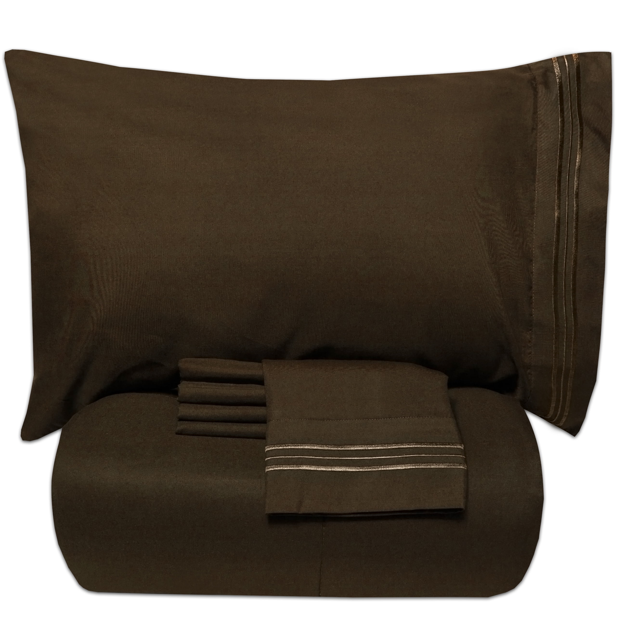 Sweet Home Collection Chocolate 5 Piece Bed in a Bag Comforter Set with Sheets, Twin