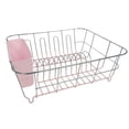thumbnail image 1 of 2 Piece Chrome Plated Steel Small Compact Dish Drainer, Pale Pink, 1 of 4