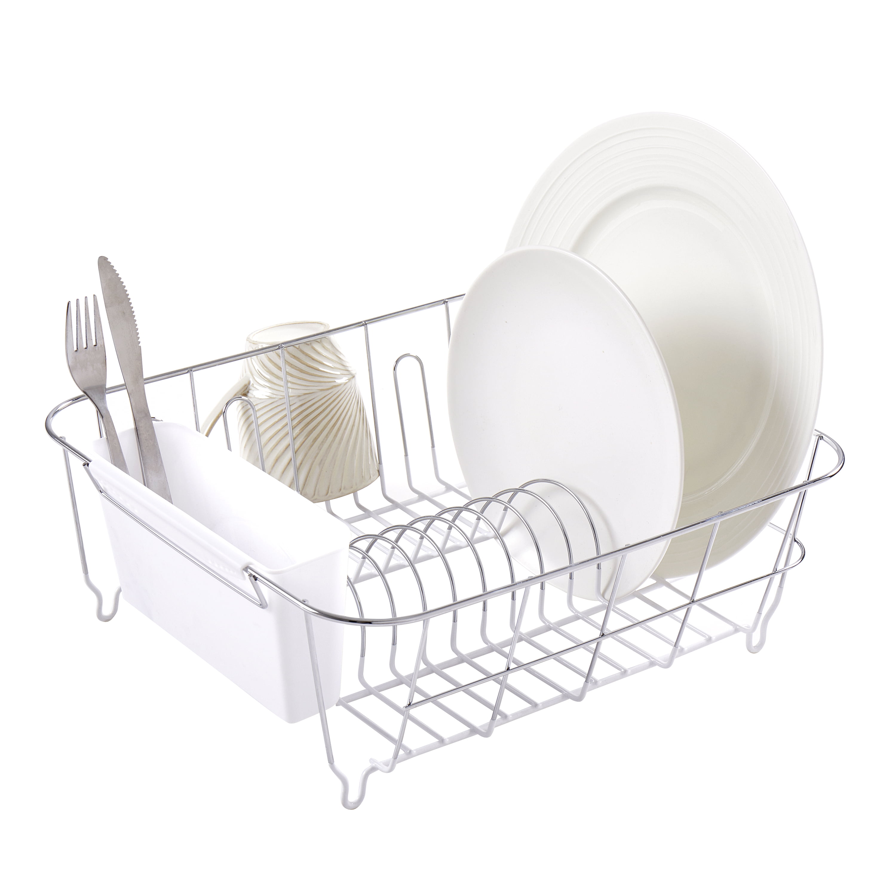 Rugs 2 Tier Stainless Steel Extra Large Dish Drainer with Drip  Tray,62x36x42.5cm / 24x14x16.7in,White Dish Drainer for Kitchen Countertop  Home Table