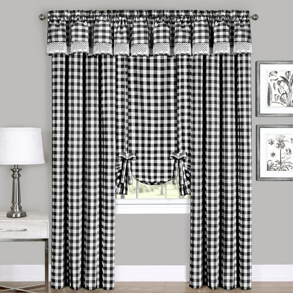 Sweet Home Collection Classic Buffalo Check Window Panels and Valances