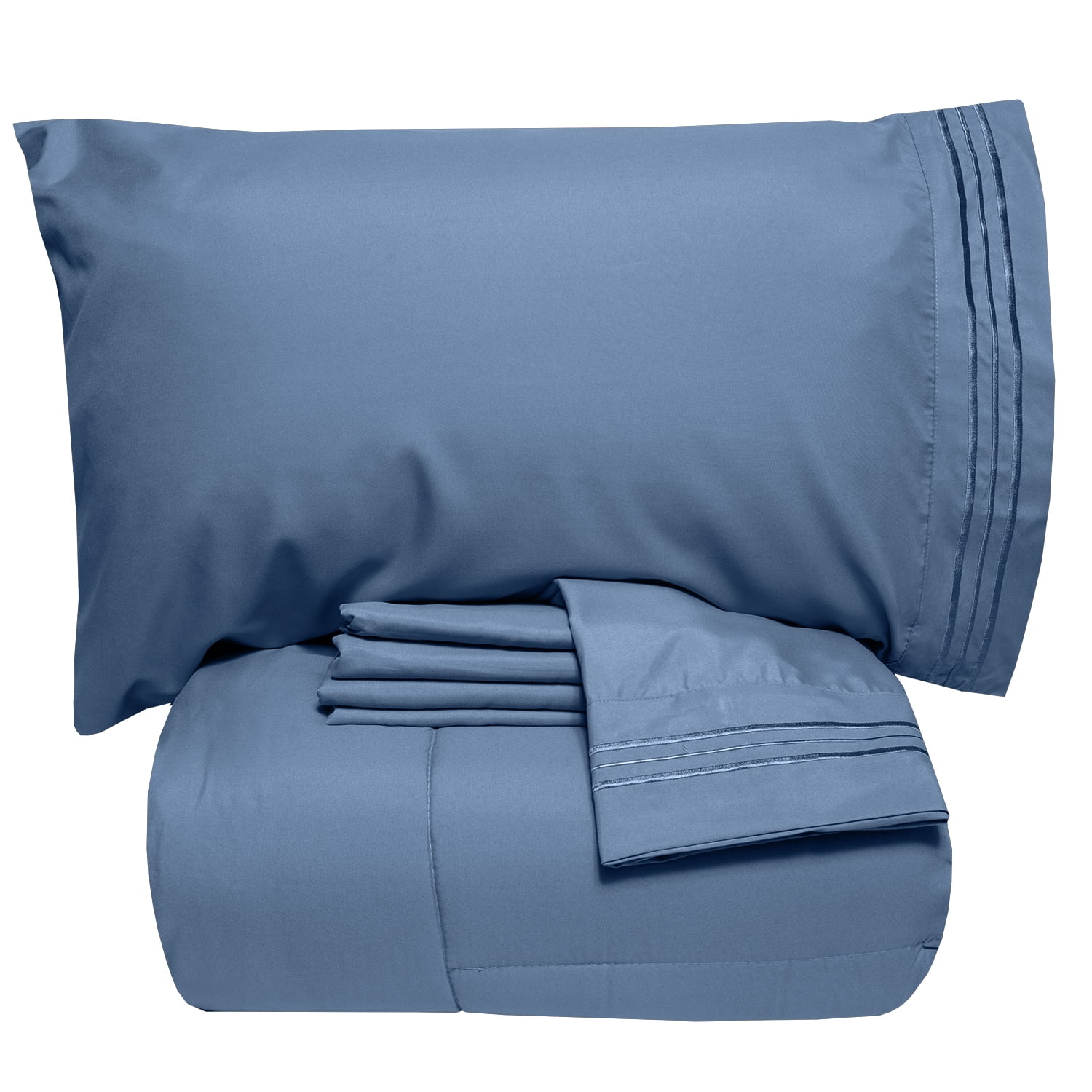 Aqua Twin-XL Down Alternative Microfiber Bed in a Bag Set