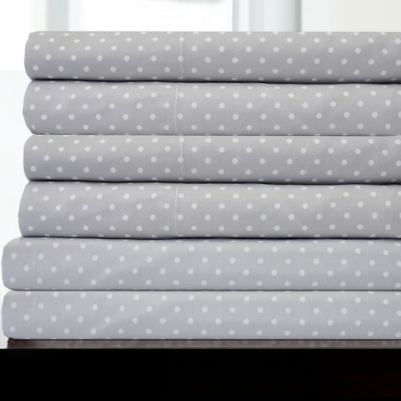 Sweet Home Collection Dot Print Sheet Set 1500 Thread Count 6 Piece Sheet Set Cal King, Gray