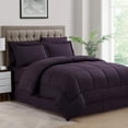 thumbnail image 1 of Dobby Stripe 8 Piece Bed in a Bag Bedding Set Includes Bed Sheets and Bed Skirt, King - Eggplant/Purple, 1 of 5