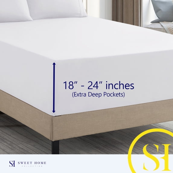 Sweet Home Collection Fits 18"-24", Extra Deep Pocket, 6 Piece Supreme Microfiber Sheet Set, Queen - White