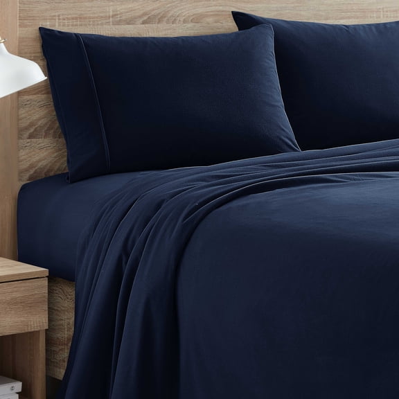 Sweet Home Collection Flannel Sheet Set Navy Twin