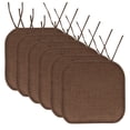 thumbnail image 1 of Sweet Home Collection Herringbone Memory Foam 16 x 16 Chair Pad With Ties Brown Set of 6, 1 of 5