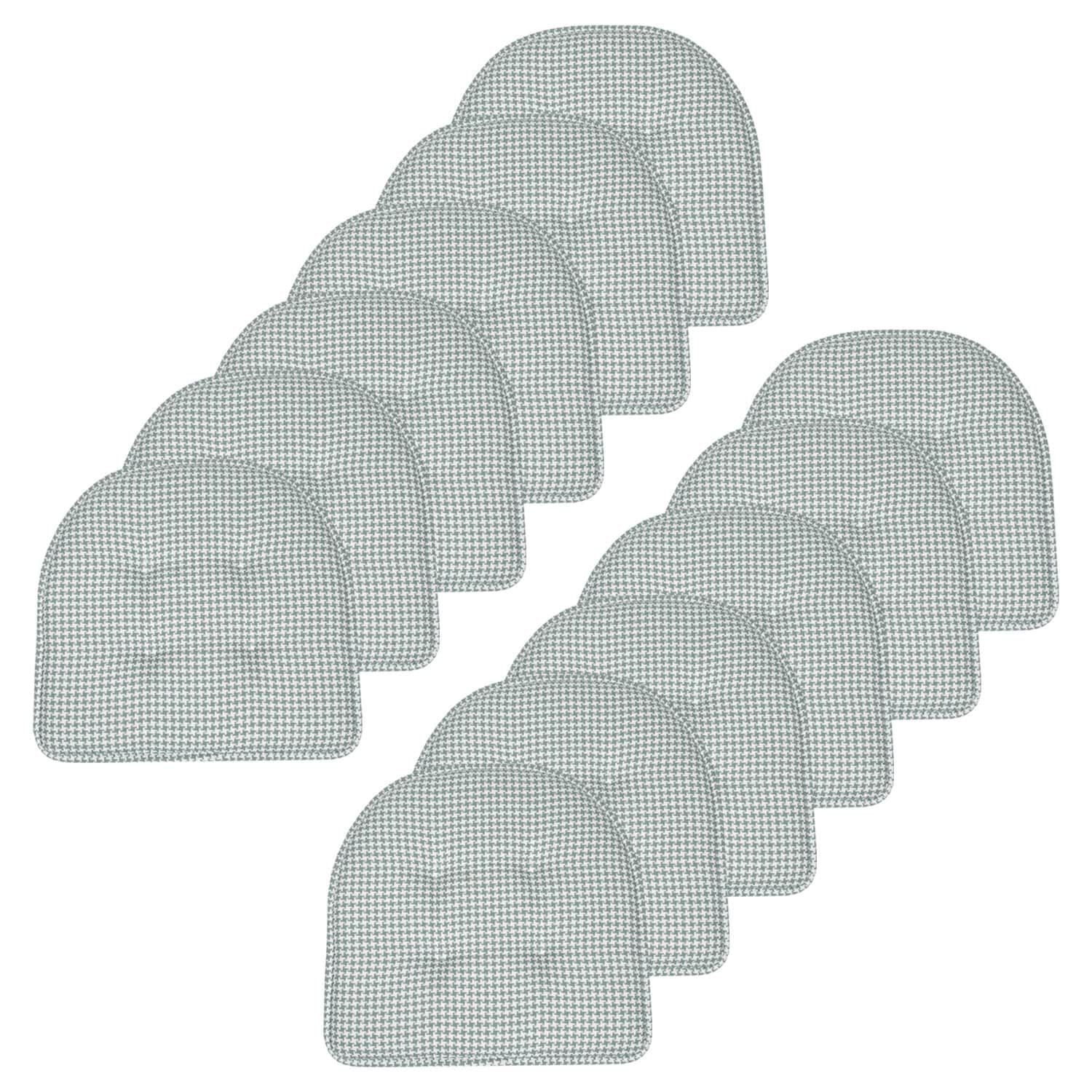 Houndstooth Pistachio Memory Foam Chair Cushions, Set of 12