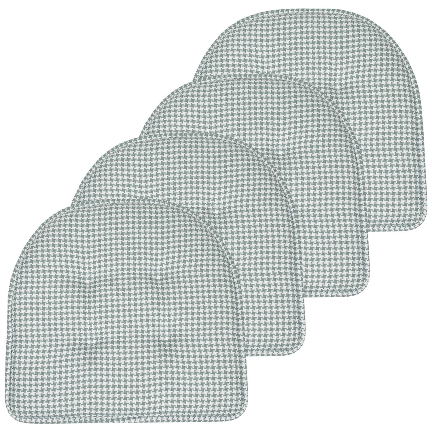 Pistachio Houndstooth Memory Foam U-Shaped Dining Chair Cushions, Set of 4
