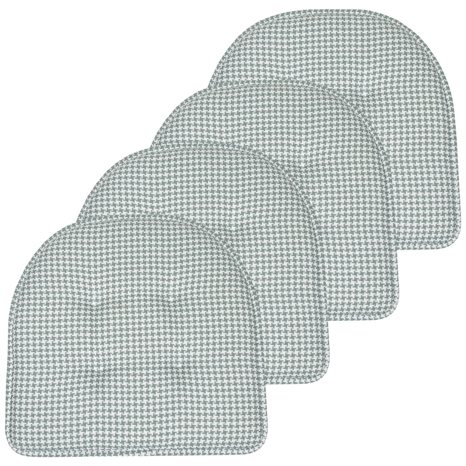 Pistachio Houndstooth Memory Foam U-Shaped Dining Chair Cushions, Set of 4