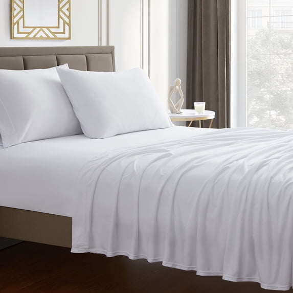 Sweet Home Collection Jersey Knit Microfiber Sheet Set Cal King White