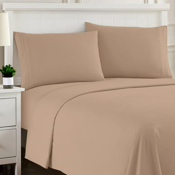 Sweet Home Collection King Sheet Sets, Classic 1800 Series Deep Pocket 4 Piece, Luxury Soft Microfiber Bed Sheet Sets, Taupe