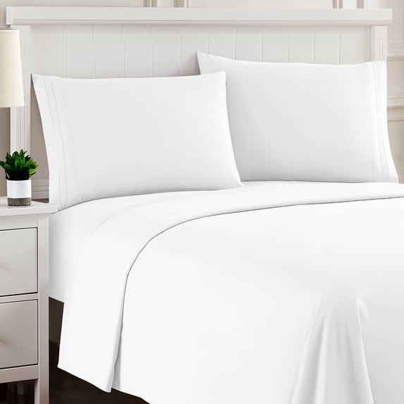 Sweet Home Collection King Sheet Sets, Classic 1800 Series Deep Pocket 4 Piece, Luxury Soft Microfiber Bed Sheet Sets, White