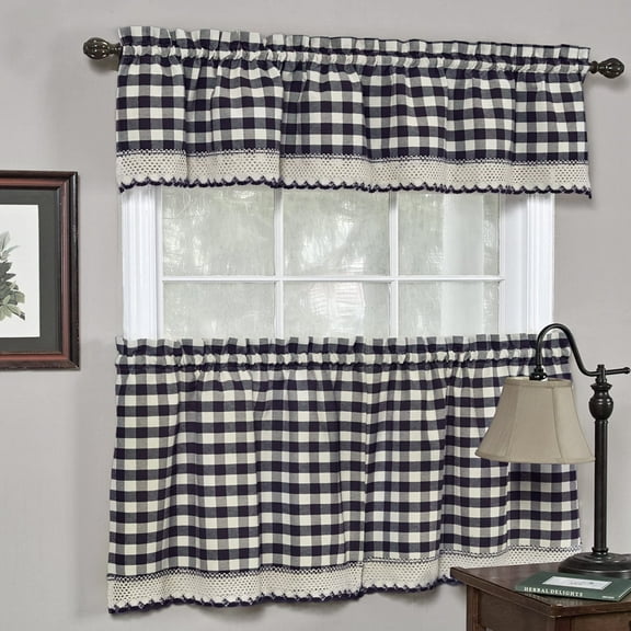 Sweet Home Collection Kitchen Window Curtain Panel Treatment, 36" Tier, Navy (Pack of 24)