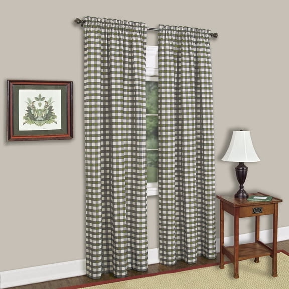 Sweet Home Collection Kitchen Window Curtain Panel Treatment Decorative Buffalo Check Design 84" Long Sage(Pack of 24)