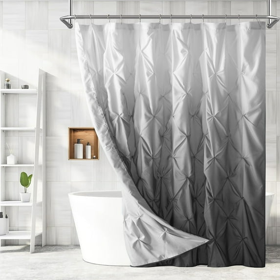 Sweet Home Collection Loralie Ombre Pintuck Shower Curtain Gray