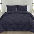 thumbnail image 1 of Sweet Home Collection, Luxurious 3 Piece Microfiber Pinch Pleat Pintuck Duvet Cover & Pillow Sham Set - King, Navy, 1 of 5