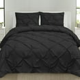 thumbnail image 1 of Sweet Home Collection, Luxurious 3 Piece Microfiber Pinch Pleat Pintuck Duvet Cover & Pillow Sham Set - Queen, Black, 1 of 5