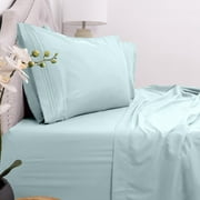 Sweet Home Collection Luxury 1800 Thread Count Aqua Blue None Microfiber, Polyester Sheet Sets, California King, Deep Pocket(4 Pieces )