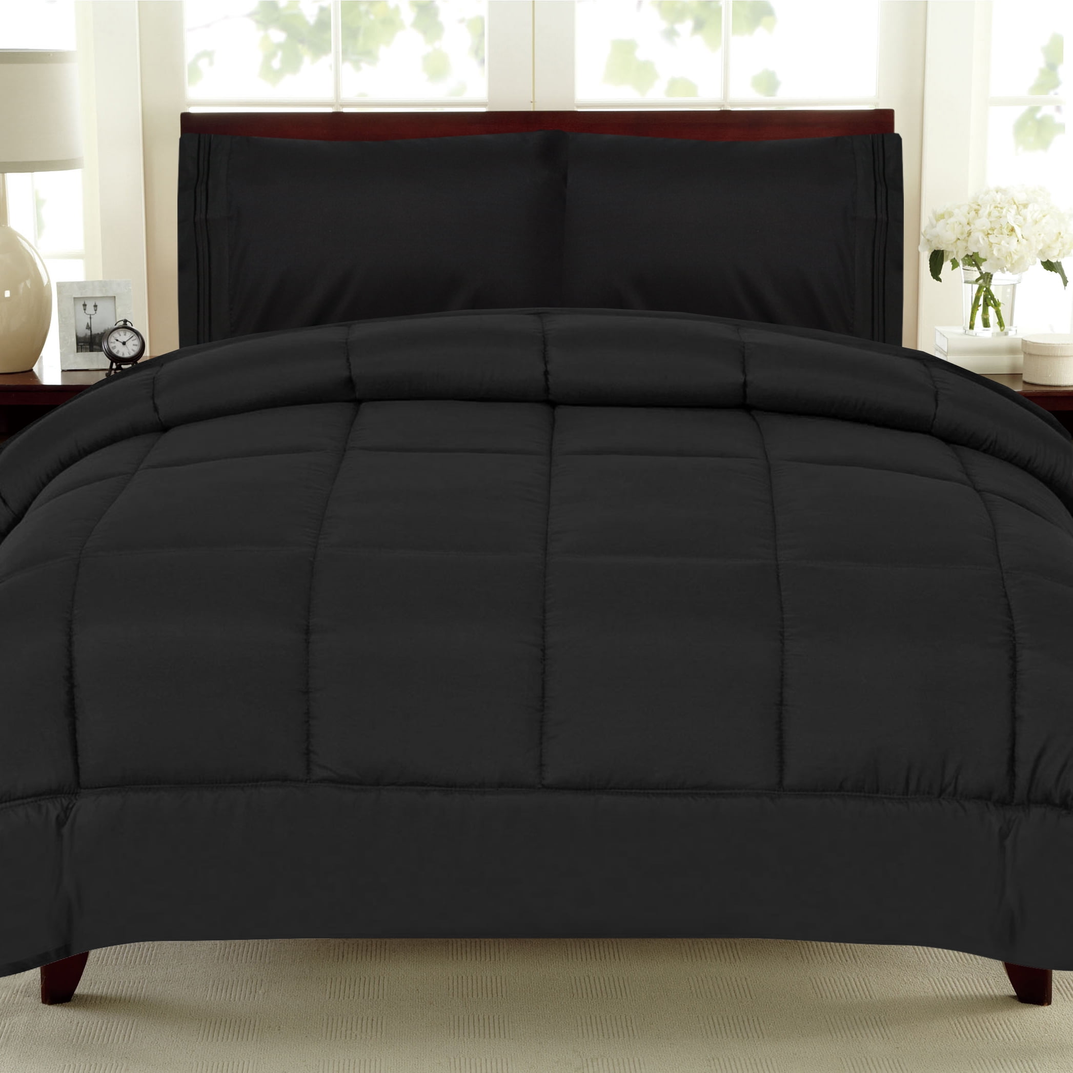 Sweet Home Collection Luxury Soft Down Alternative All Season Comforter, Black, Full