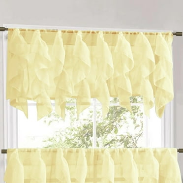 Sweet Home Collection  Maize Vertical Ruffled Waterfall Valance and Curtain Tiers valance