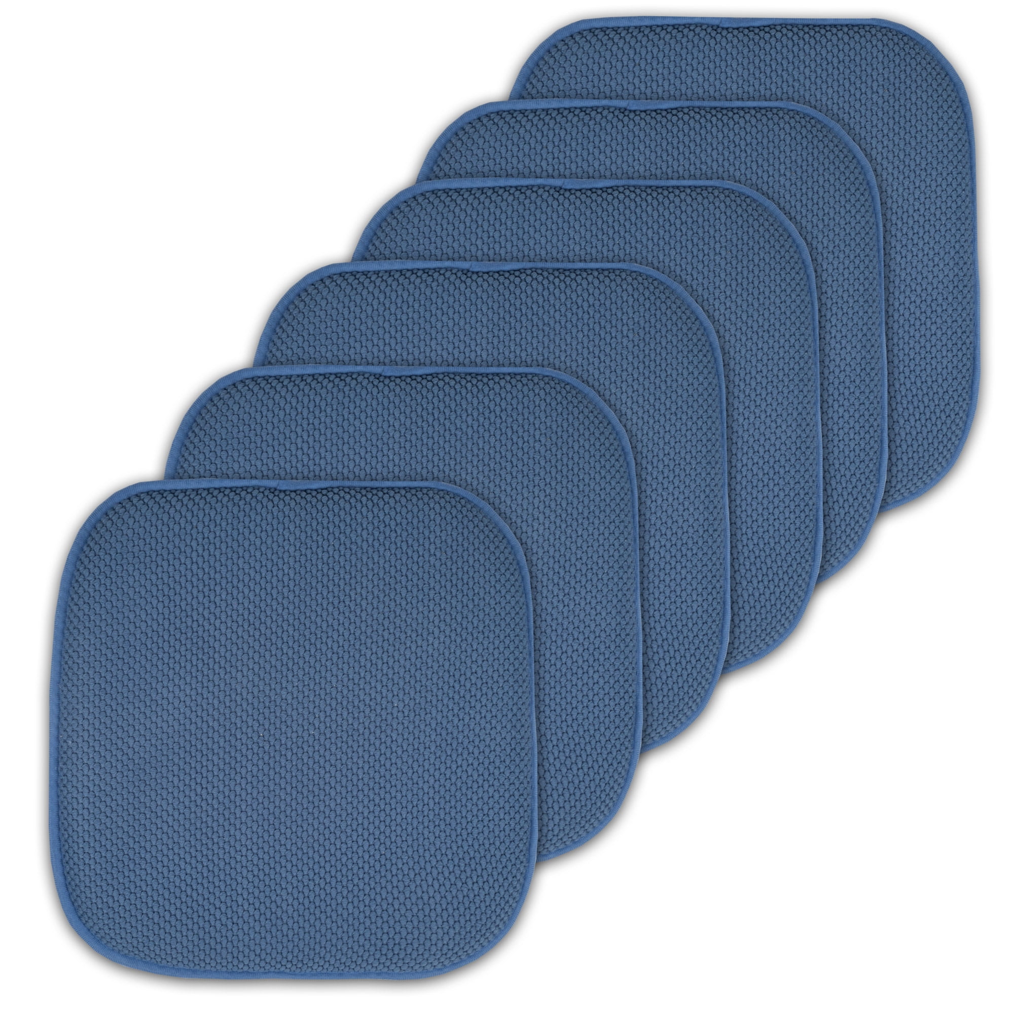 Sweet Home Collection Memory Foam Honeycomb Non-Slip Back 16" x 16" Chair Pad - Blue, 6 Pack