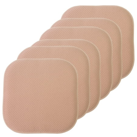 Sweet Home Collection Memory Foam Honeycomb Non-Slip Back 16" x 16" Chair Pad - Blush, 6 Pack