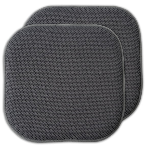 Sweet Home Collection Memory Foam Honeycomb Non-Slip Back 16" x 16" Chair Pad - Gray, 2 Pack