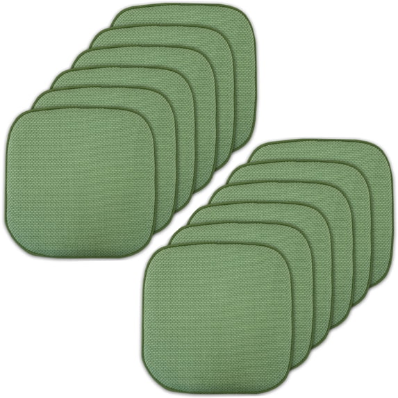 Sweet Home Collection Memory Foam Honeycomb Non-Slip Back 16" x 16" Chair Pad -Green, 12 Pack