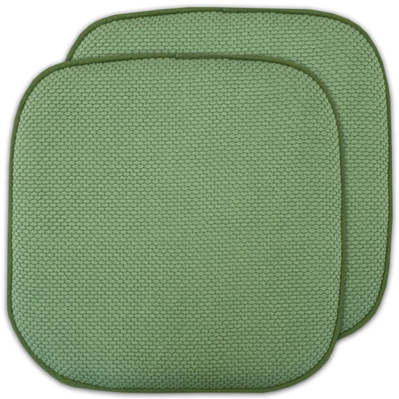 Sweet Home Collection Memory Foam Honeycomb Non-Slip Back 16" x 16" Chair Pad - Green, 2 Pack