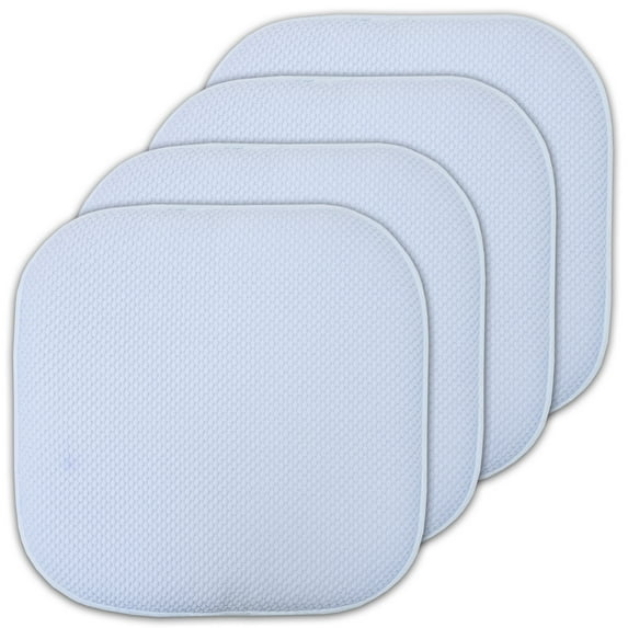 Sweet Home Collection Memory Foam Honeycomb Non-Slip Back 16" x 16" Chair Pad - Light Blue, 4 Pack