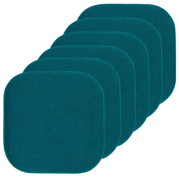 Sweet Home Collection Memory Foam Honeycomb Non-Slip Back 16" x 16" Chair Pad - Peacock, 6 Pack