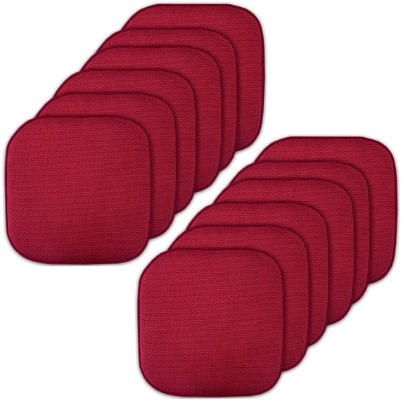 Sweet Home Collection Memory Foam Honeycomb Non-Slip Back 16" x 16" Chair Pad - Red, 12 Pack