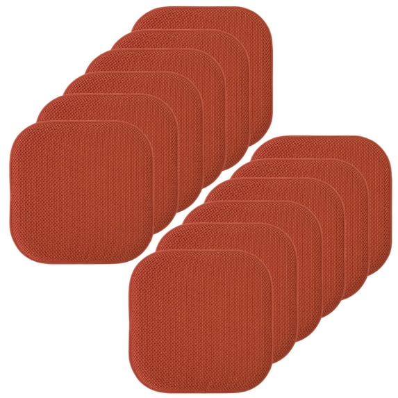 Sweet Home Collection Memory Foam Honeycomb Non-Slip Back 16" x 16" Chair Pad - Rust, 12 Pack