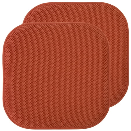 Sweet Home Collection Memory Foam Honeycomb Non-Slip Back 16" x 16" Chair Pad - Rust, 2 Pack