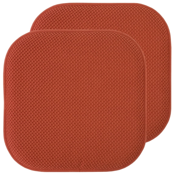 Sweet Home Collection Memory Foam Honeycomb Non-Slip Back 16" x 16" Chair Pad - Rust, 2 Pack