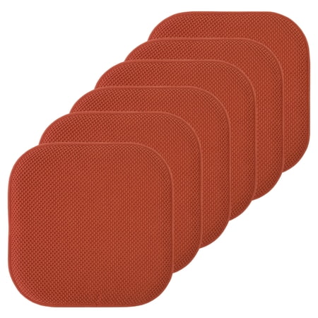 Sweet Home Collection Memory Foam Honeycomb Non-Slip Back 16" x 16" Chair Pad - Rust, 6 Pack