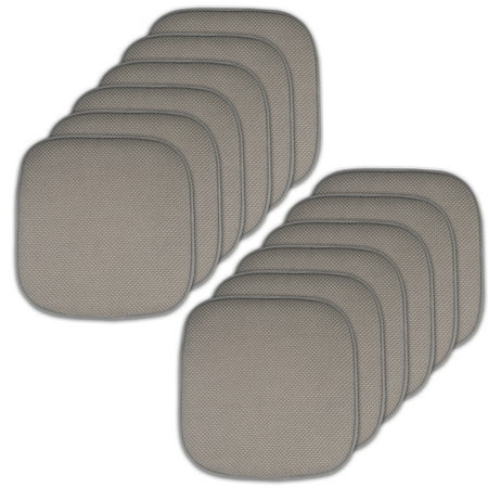 Sweet Home Collection Memory Foam Honeycomb Non-Slip Back 16" x 16" Chair Pad - Silver, 12 Pack