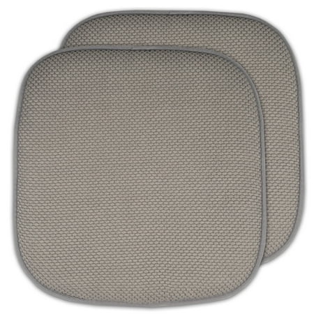 Sweet Home Collection Memory Foam Honeycomb Non-Slip Back 16" x 16" Chair Pad - Silver, 2 Pack