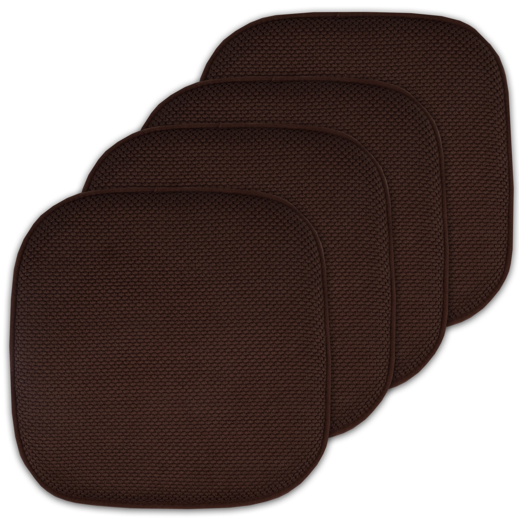 Sweet Home Collection Memory Foam Honeycomb Non-Slip Back Chair/Seat 16" x 16" Cushion Pad 4 Pack